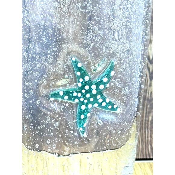 Starfish Handblown Glass Tumbler, Nautical, Ocean, Bubbles - Picture 1 of 5